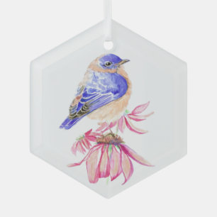 Adorno De Cristal Watercolor Bluebird Garden Bird Nature Art