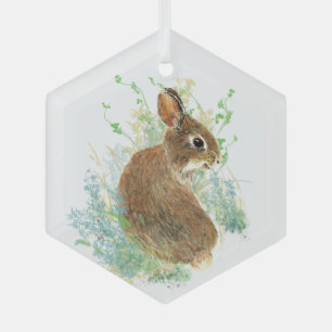 Adorno De Cristal Watercolor Conejo Cute Conejo Bungalow Animal Natu