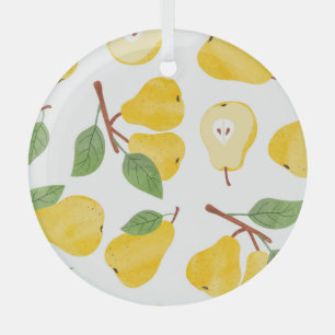 Adorno De Cristal Watercolor Pears Vintage Fruit Pattern