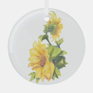 Adorno De Cristal Watercolor Sunflower Gadrden Flower Art