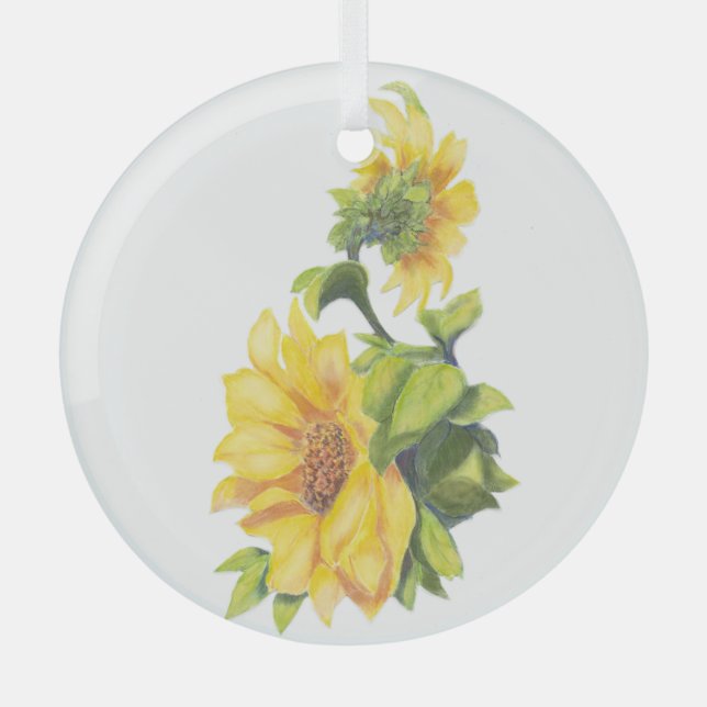 Adorno De Cristal Watercolor Sunflower Gadrden Flower Art (Anverso)