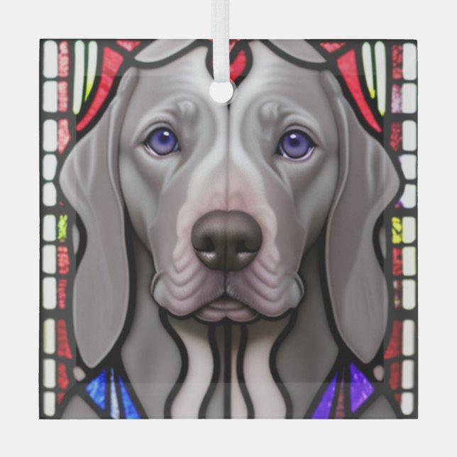 Adorno De Cristal Weimaraner "Vidrio Manchado" (Anverso)