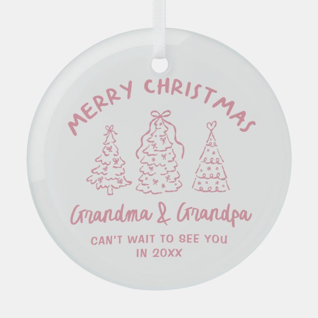 Adorno De Cristal Whimsical Grandparents Pregnancy Announcement (Anverso)