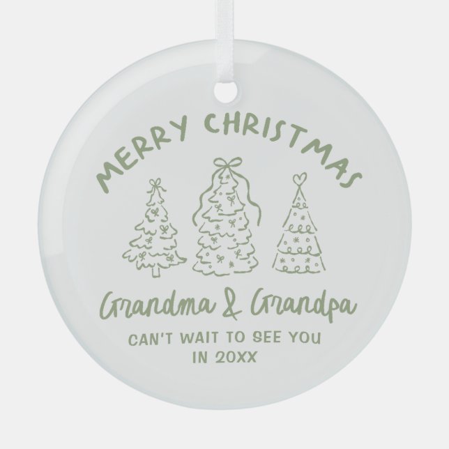 Adorno De Cristal Whimsical Grandparents Pregnancy Announcement (Anverso)