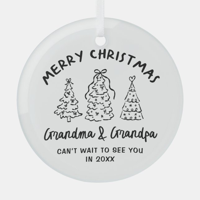Adorno De Cristal Whimsical Grandparents Pregnancy Announcement (Anverso)