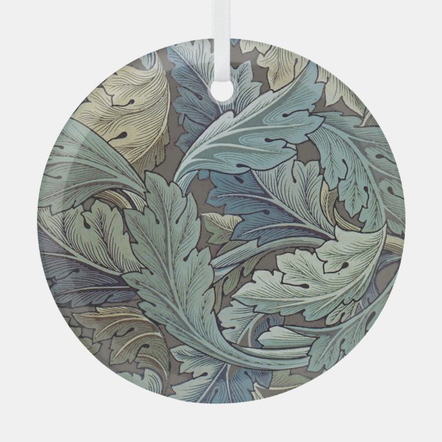 Adorno De Cristal William Morris Acanthus Sage Flor Floral Botánica (Anverso)