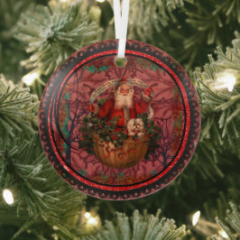 Adorno De Cristal William * Morris Santa Claus Burgundy