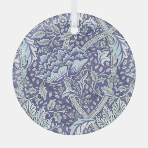 Adorno De Cristal William Morris Windrush patrón floral azul