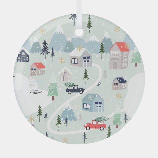 Adorno De Cristal Winter Wonderland: Navidades de oso polar (Anverso)