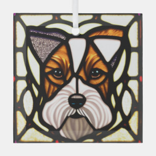 Adorno De Cristal Wire Fox Terrier "Vidrio Manchado"