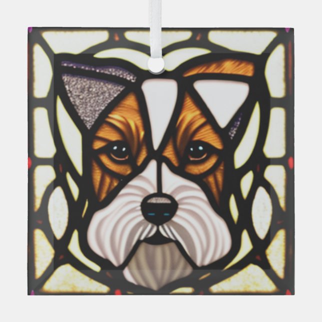 Adorno De Cristal Wire Fox Terrier "Vidrio Manchado" (Anverso)