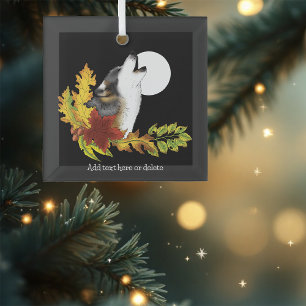 Adorno De Cristal Wolf Howling Moon