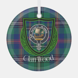 Adorno De Cristal Wood Scottish Clan Tartan & Crest