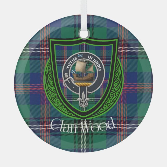 Adorno De Cristal Wood Scottish Clan Tartan & Crest (Anverso)