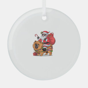 Adorno De Cristal Xmas iluminando Santa Riding Chow Chow Perg Chr