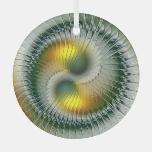 Adorno De Cristal Yin Yang Navidades Colores resumen arte fractal