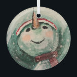 Adorno De Cristal ¡Yo También Amo La Nieve!<br><div class="desc">Esta es una impresión de un muñeco de nieve pintado a mano hecho en acrílico en madera.</div>