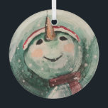 Adorno De Cristal ¡Yo También Amo La Nieve!<br><div class="desc">Esta es una impresión de un muñeco de nieve pintado a mano hecho en acrílico en madera.</div>