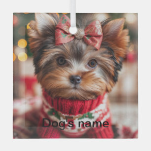Adorno De Cristal Yorkie personalizado
