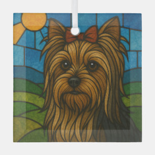 Adorno De Cristal Yorkshire Terrier "Vidrio Manchado"