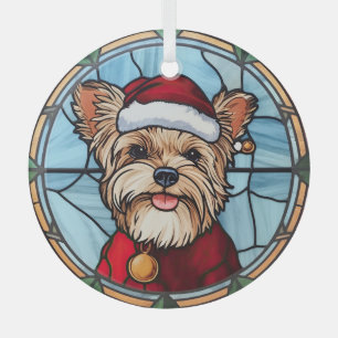 Adorno De Cristal Yorkshire Terrier Vidrio Pintado Navidad