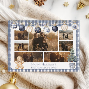 Adorno de Cuadros Azules Foto Familia Navidad