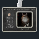 Adorno De cualquiera en la foto de Our Hearts Chalkboard<br><div class="desc">Todo el texto es ajustable. Ornamento de fotos. Ya no a nuestro lado sino para siempre en nuestros corazones conmemoración conmemorativa de la foto ornamento. Diseño de fondo de pizarra.</div>