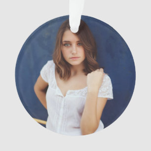 Adorno de cumpleaños de acrílico con foto y mensaj