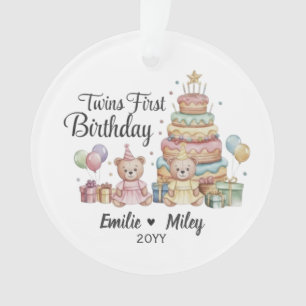 Adorno de cumpleaños personalizado para gemelos