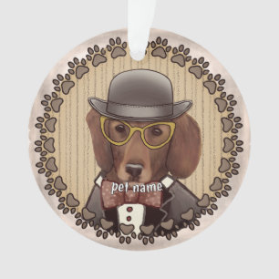 Adorno de Dachshund con gafas
