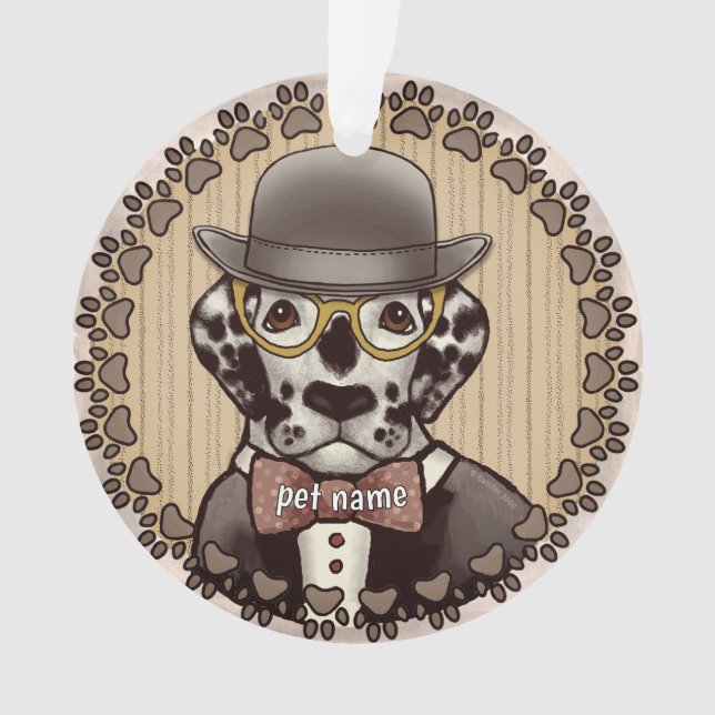 Adorno de dálmata con gafas (Anverso)