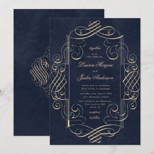 adorno de decoración dorada Boda Invitación