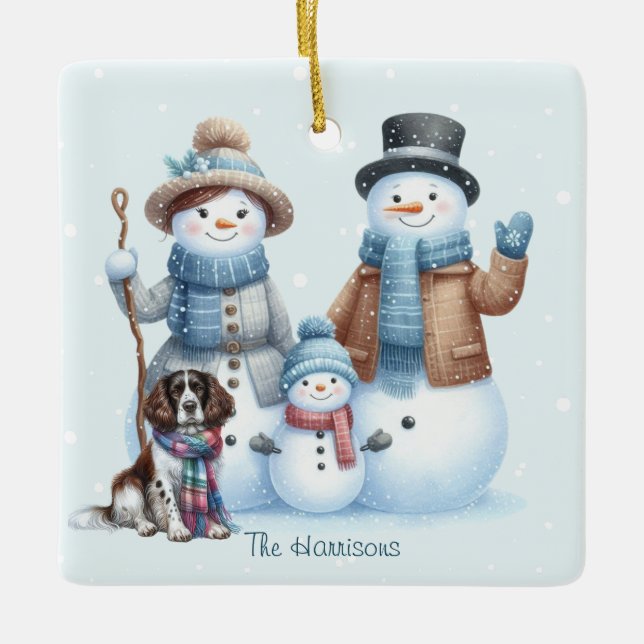 Adorno de familia de muñeco de nieve personalizado (Anverso)