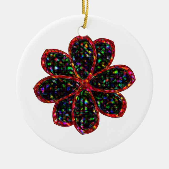 Adorno de Flor con Brillo Negro y Rojo (Frente)