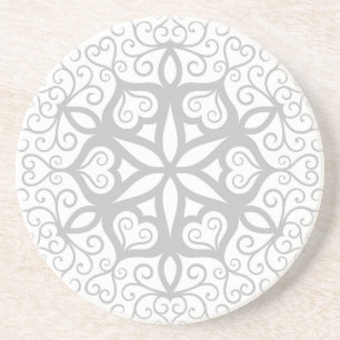 Adorno de flor fractal en B&W 4 Posavasos