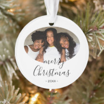 Adorno de foto con texto de Navidad Simple alegre