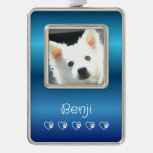 Adorno de Foto de Mascota Azul - Vertical, Persona