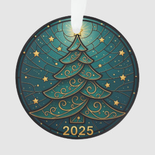 Adorno de Navidad 2025 Vidrio Falso Teñido Ef. 2