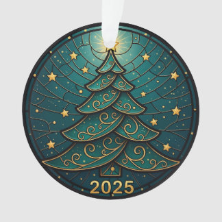 Adorno de Navidad 2025 Vidrio Falso Teñido Ef. 2