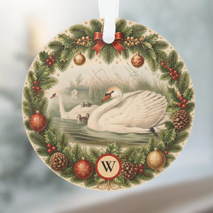 Adorno de Navidad Cisne y Cisnes Bebés con Estilo