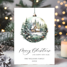 Adorno de Navidad con Acuarela Elegante Felicitaci