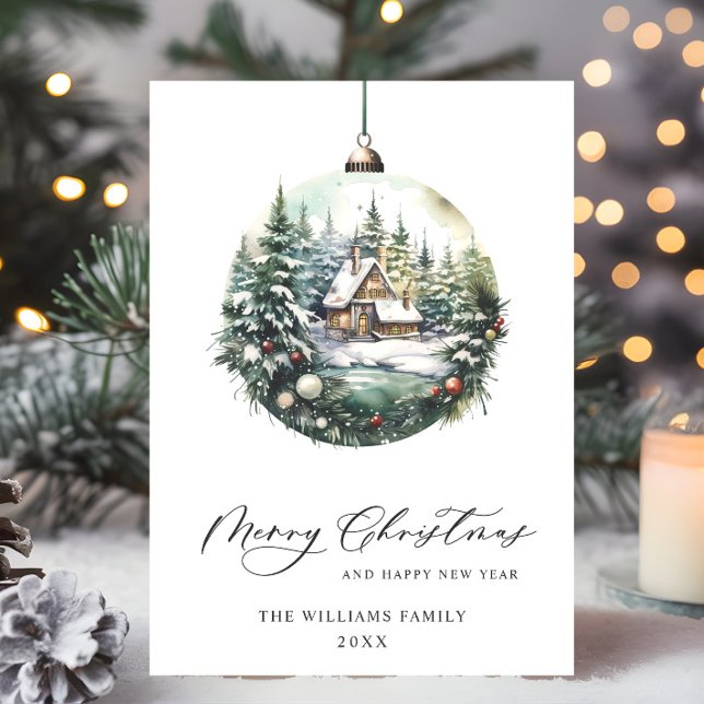 Adorno de Navidad con Acuarela Elegante Saludo (Subido por el creador)