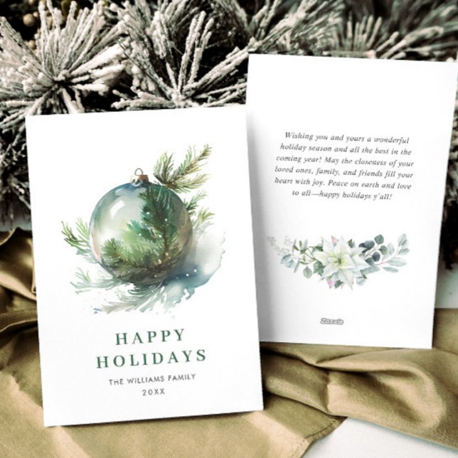 Adorno de Navidad con Acuarela Elegante Saludo (Subido por el creador)