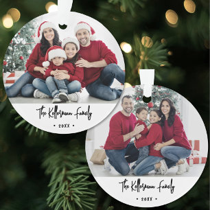 Adorno de Navidad con foto de familia de guión de 