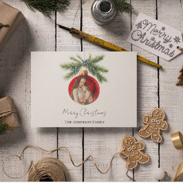 Adorno de Navidad con Foto Familiar en Acuarela El