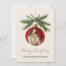 Adorno de Navidad con Foto Familiar en Acuarela El
