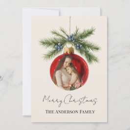Adorno de Navidad con Foto Familiar en Acuarela El