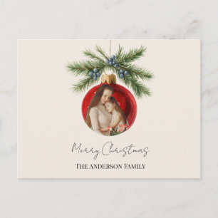 Adorno de Navidad con Foto Familiar en Acuarela El