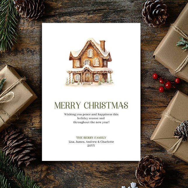 Adorno de Navidad con Letra Elegante Neutro  (Elegant Script Christmas Ornament Neutral Holiday Card)