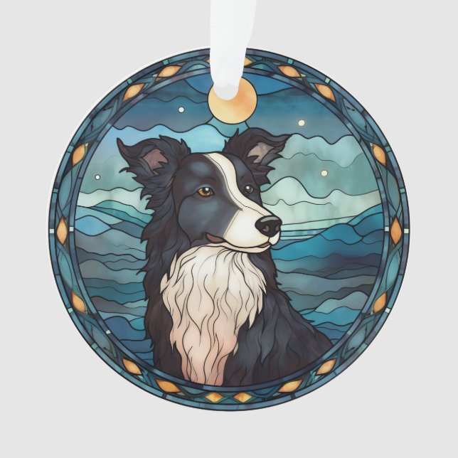 Adorno de Navidad de Border Collie (Anverso)